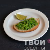 Рецепт Брускетты с зеленым горошком