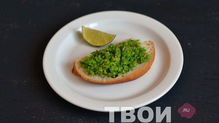 Рецепт брускетты с зеленым горошком