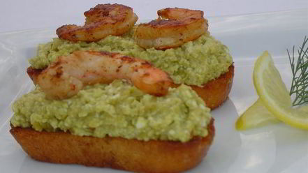 Рецепт зеленой брускетты с креветками