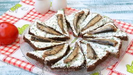 Рецепт бутербродов со шпротами и творожным сыром