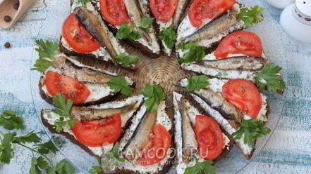 Рецепт бутербродов со шпротами и творожным сыром