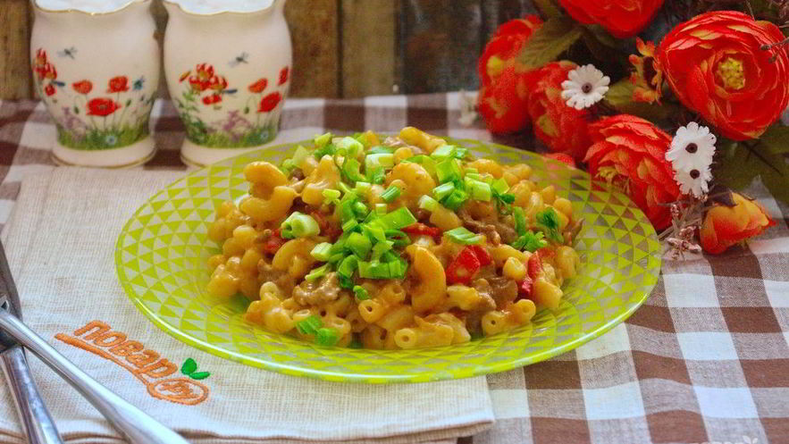 Рецепт макарон чизбургер