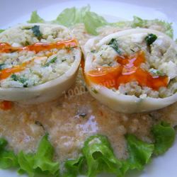 Рецепт Фаршированных кальмаров с рисом и яйцом