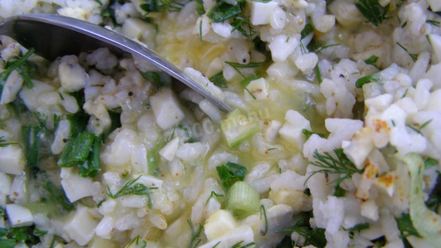 Рецепт фаршированных кальмаров с рисом и яйцом