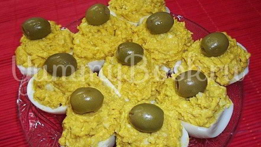 Рецепт фаршированных яиц икрой минтая