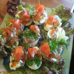 Рецепт Канапе яйца фаршированные ореховой начинкой