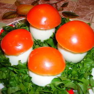 Рецепт Яиц фаршированных Грибная полянка