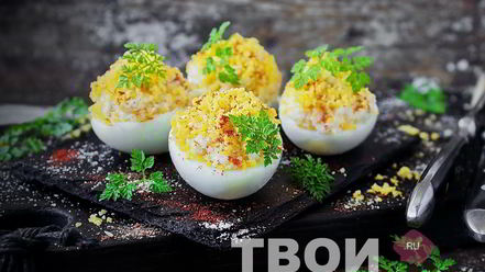 Рецепт яиц, фаршированных кальмарами