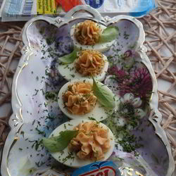 Рецепт Яиц, фаршированных крабовыми палочками