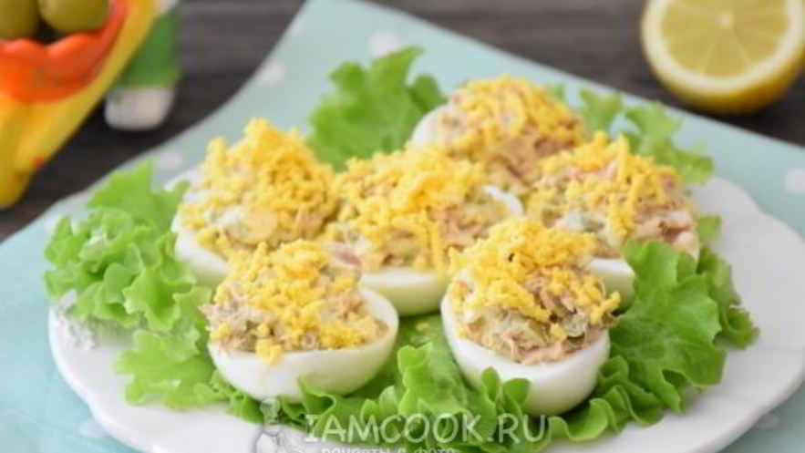 Рецепт яиц, фаршированных тунцом