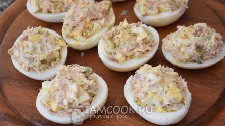 Рецепт яиц, фаршированных тунцом