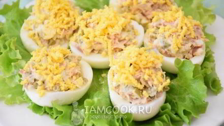 Рецепт яиц, фаршированных тунцом