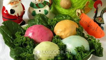 Рецепт яиц фаршированных в цветном желе