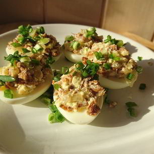 Рецепт Яиц, фаршированных жареными лисичками