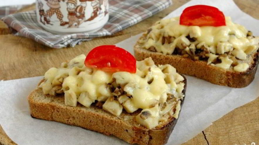 Рецепт гренков с грибами