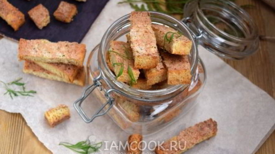 Рецепт гренков с крабово-креветочной пастой