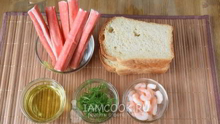 Рецепт гренков с крабово-креветочной пастой