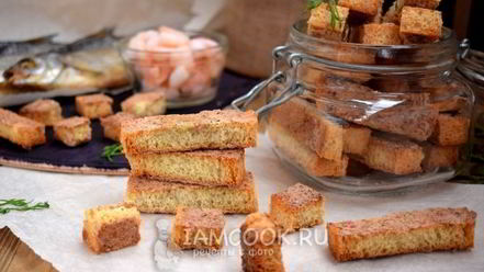 Рецепт гренков с крабово-креветочной пастой