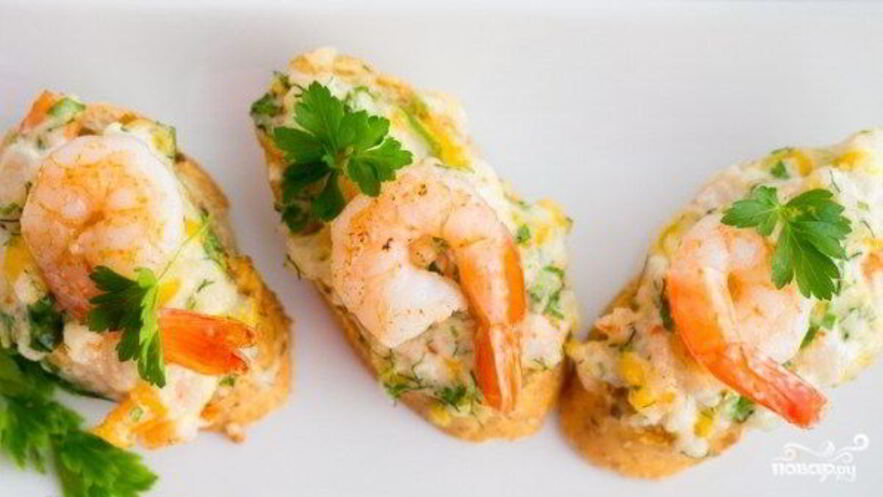 Рецепт гренков с креветками