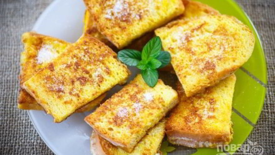 Рецепт гренков с молоком и яйцом сладкие
