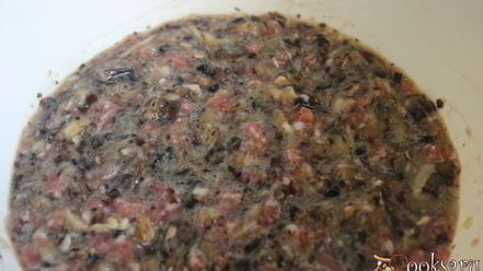 Рецепт гренков с мясным фаршем и шампиньонами