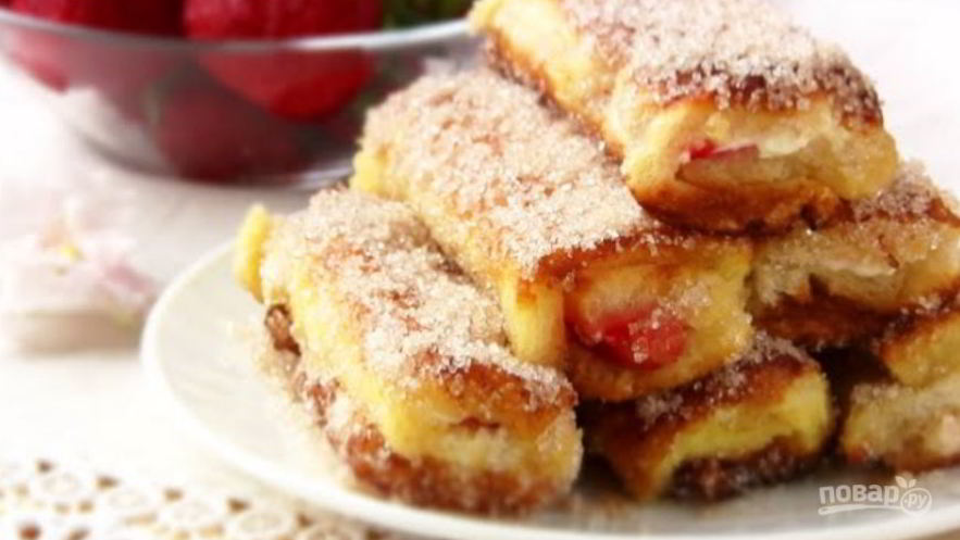 Рецепт сладких рулетиков-гренков по-французски