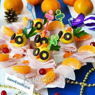 Рецепт Канапе новогоднего Цыплята