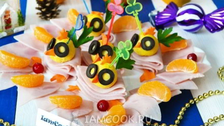 Рецепт канапе новогоднего цыплята