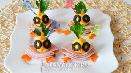 Рецепт канапе новогоднего цыплята