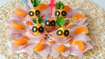 Рецепт канапе новогоднего цыплята