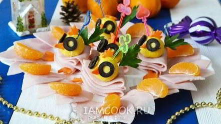 Рецепт канапе новогоднего цыплята