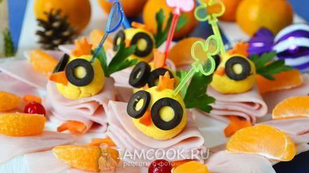 Рецепт канапе новогоднего цыплята