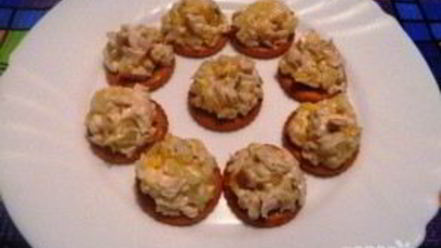 Рецепт канапе с ананасами, курицей и апельсинами