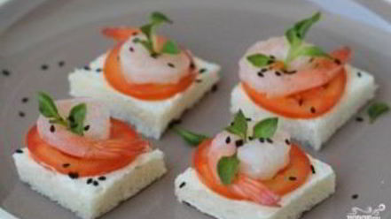 Рецепт канапе с креветками