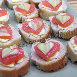 Рецепт Канапе с сердечками