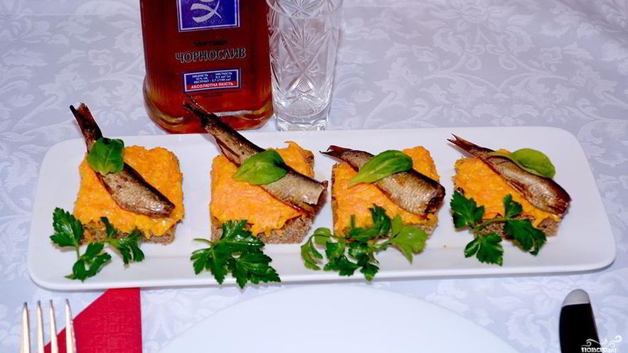 Рецепт канапе со шпротами
