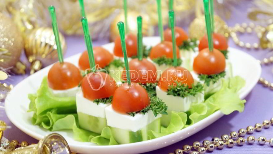 Рецепт овощного канапе с сыром фета