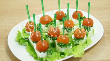 Рецепт овощного канапе с сыром фета