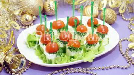 Рецепт овощного канапе с сыром фета