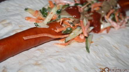 Рецепт хотдогов с венгерскими колбасками в лаваше на мангале