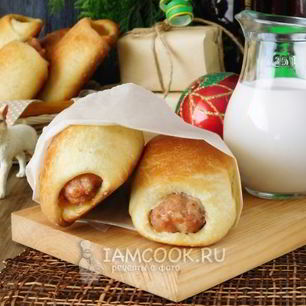 Рецепт Новогоднего хот-дога с фаршем