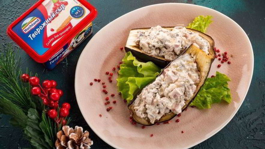 Рецепт лодочек из баклажанов с ветчиной и грибами