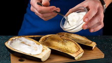 Рецепт лодочек из баклажанов с ветчиной и грибами