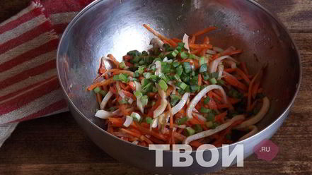 Рецепт моркови с кальмаром по-корейски