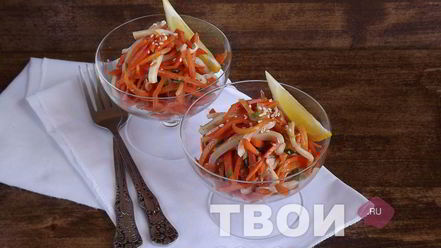 Рецепт моркови с кальмаром по-корейски