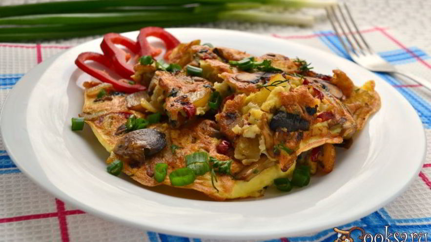 Рецепт омлета с картофелем и грибами