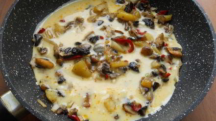 Рецепт омлета с картофелем и грибами