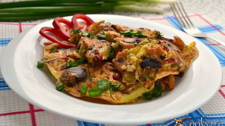 Рецепт омлета с картофелем и грибами