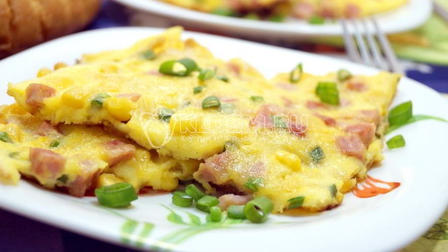 Рецепт омлета с колбасой и кукурузой бонди