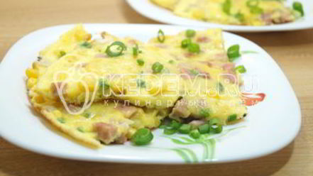 Рецепт омлета с колбасой и кукурузой бонди